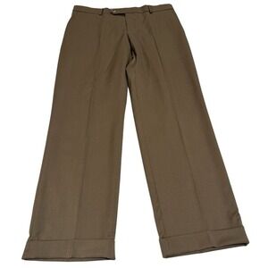 Ballin Comfort-EZE Super 120s Wool Dress Pants Mens 35x29 Tan Brown Cuffed